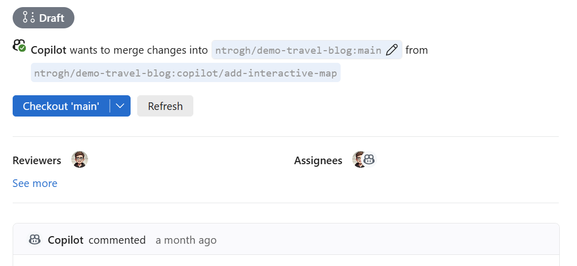 VS Code showing a local web app in the integrated browser and a local agent chat session prompting the user for input.
