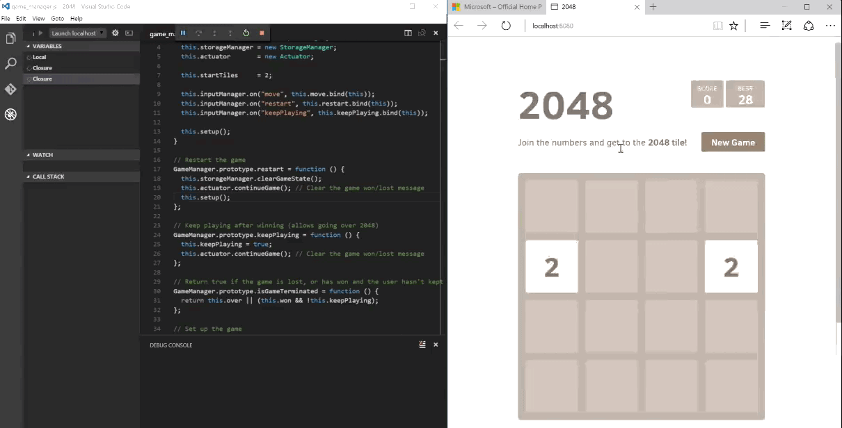 debugger for edge