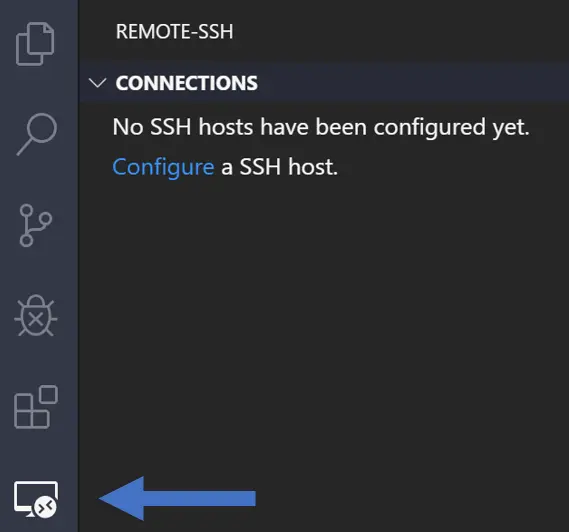 Remote button on Activity bar
