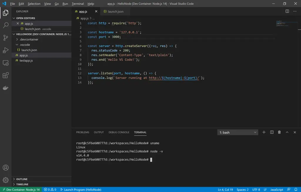 Check uname and node -v