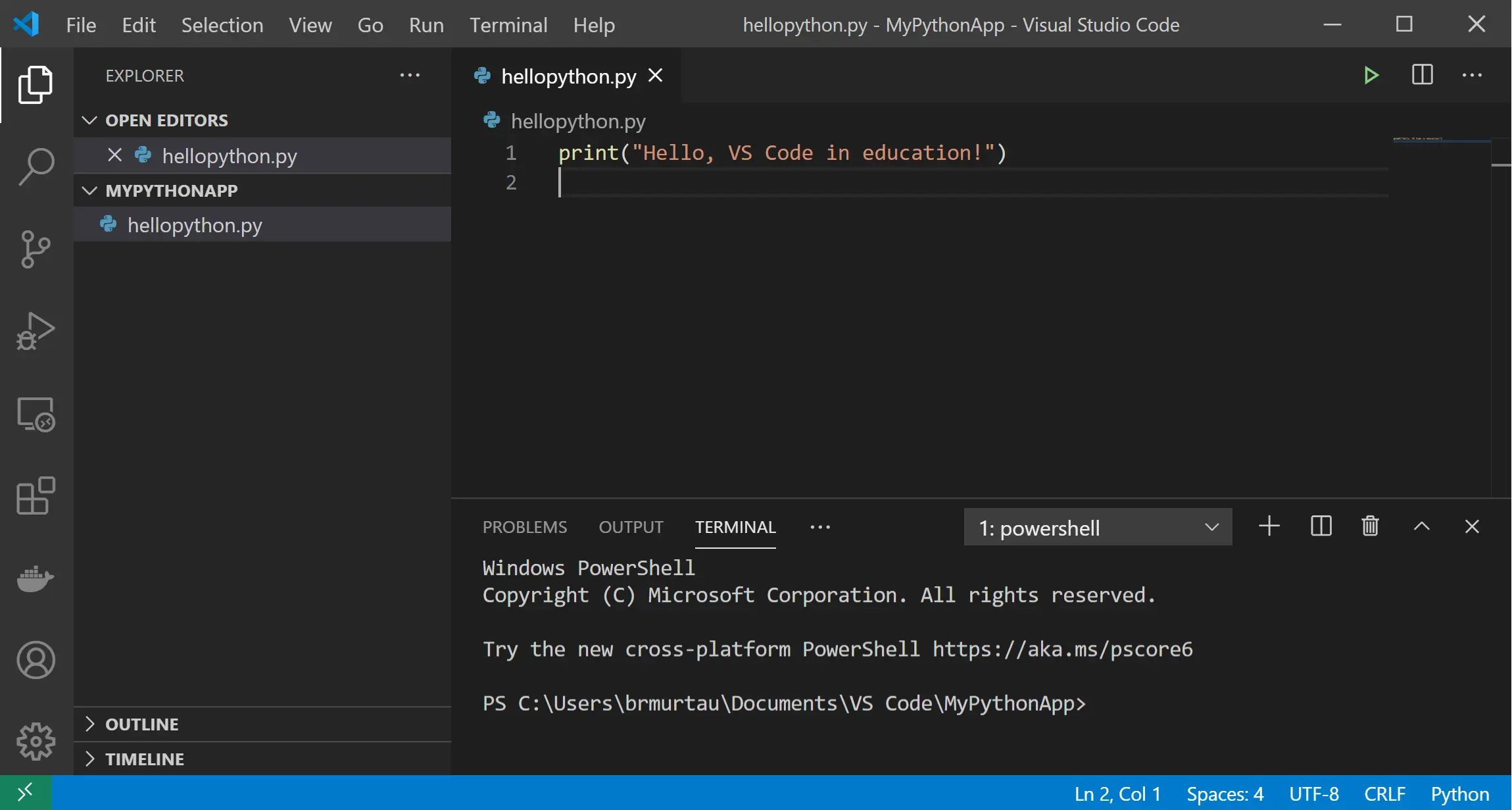 Hello world Python app