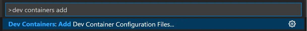 Add Dev Container Configuration Files command