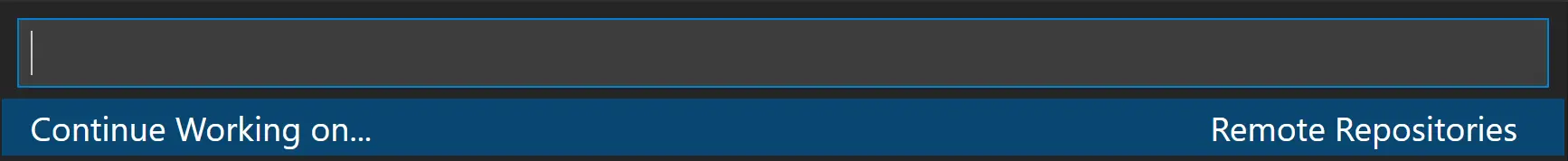 VS Code Command Palette with "Continue Working on..." command