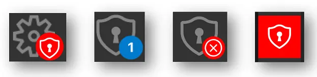 Several early versions of a security icons and badges