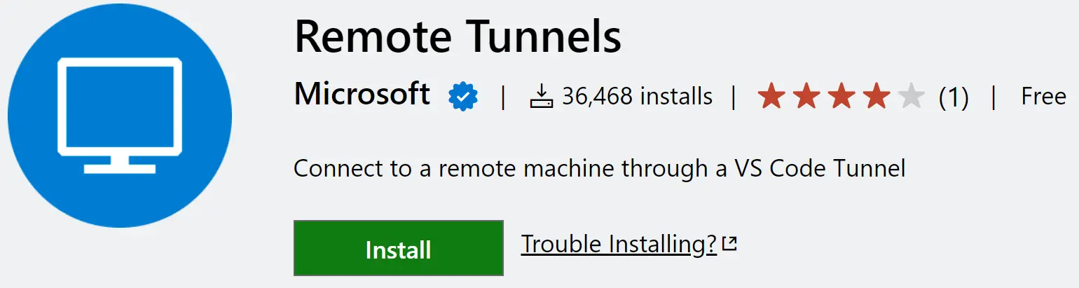 Remote - Tunnels extension in the Marketplace