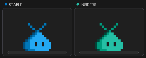 Screenshot showing the Stable and Insiders pets looking worried.