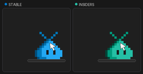Screenshot showing the Stable and Insiders pets falling into portals, reappearing at the top, and landing on the chat input.