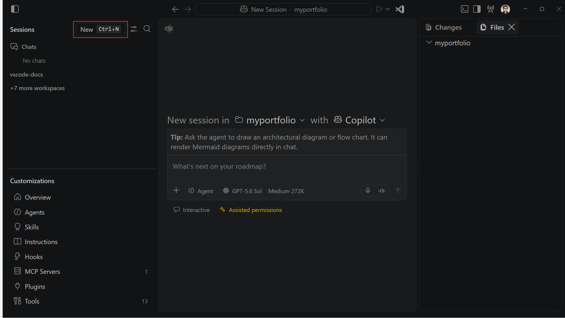 Screenshot of the New button in the Agents window sidebar.