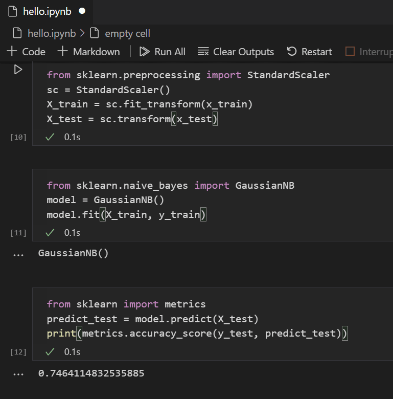 Running the trained model against test data