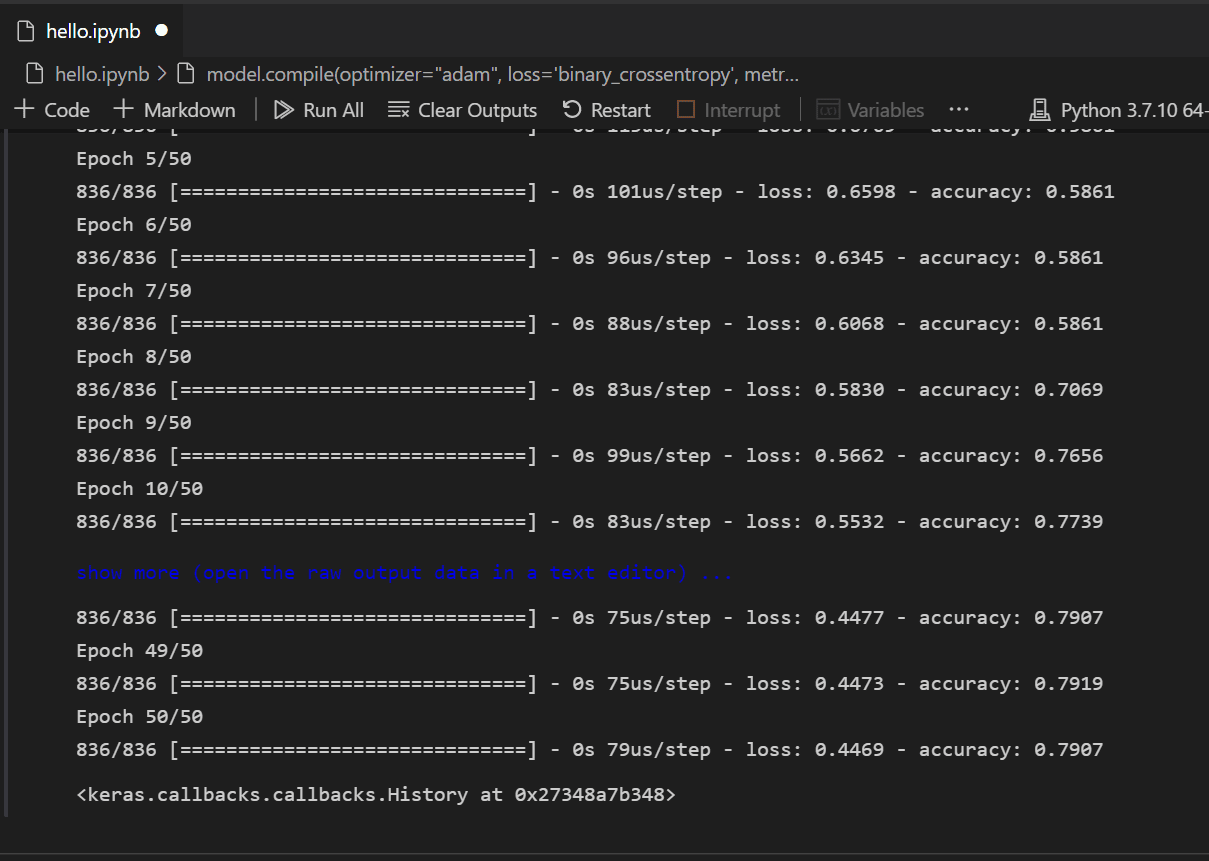 Build and train the neural network