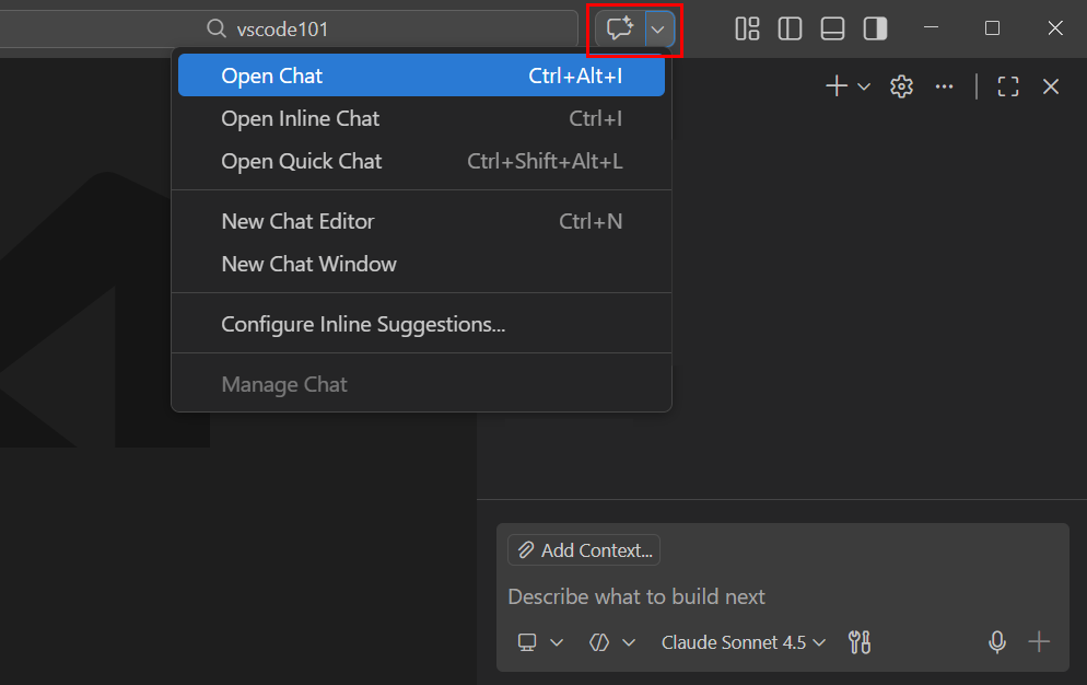 Screenshot that shows the Chat view.