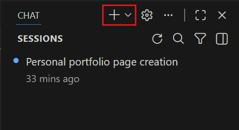 Screenshot of the New Chat button in the Chat view title bar.