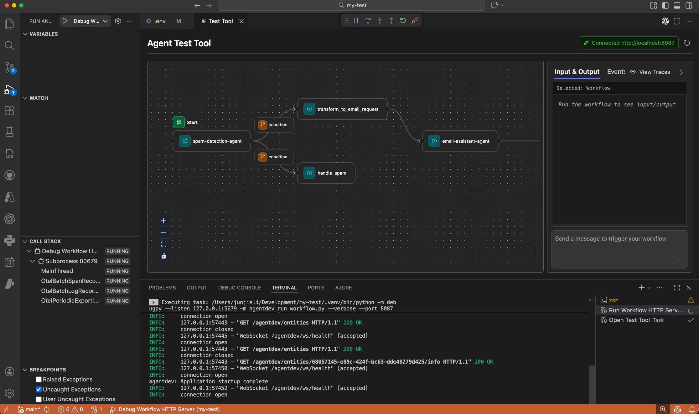 Screenshot showing the Agent Inspector interface