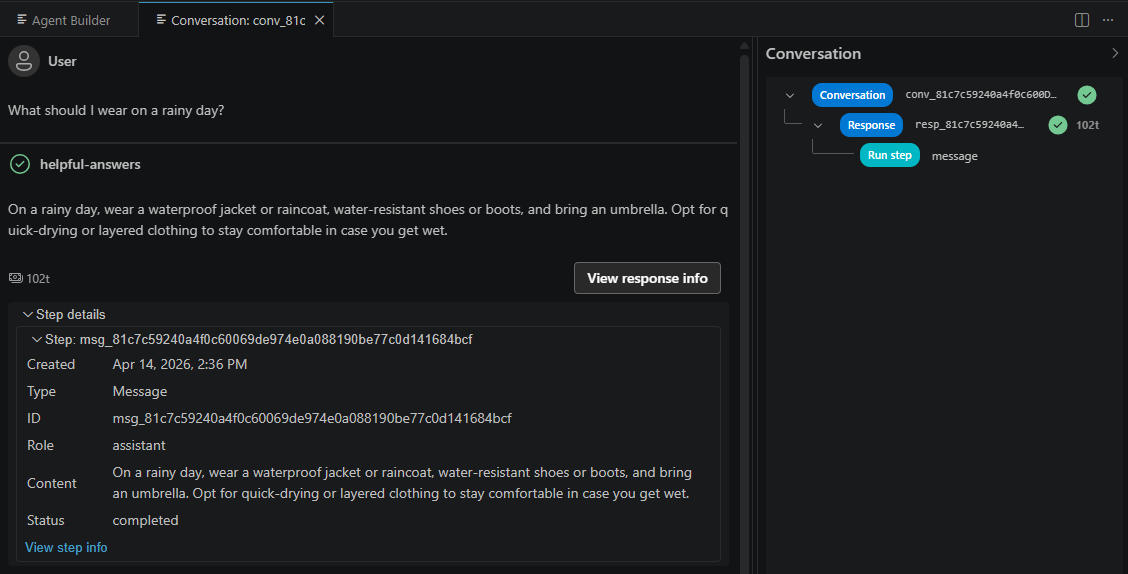 Screenshot of conversation details