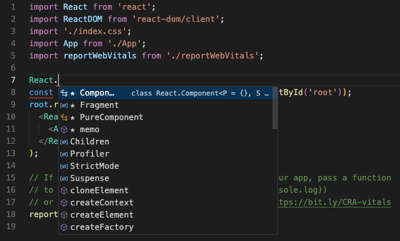 React IntelliSense