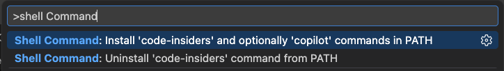 Screenshot showing the Shell Command command in the Command Palette on macOS.