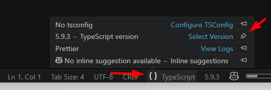 TypeScript status bar version