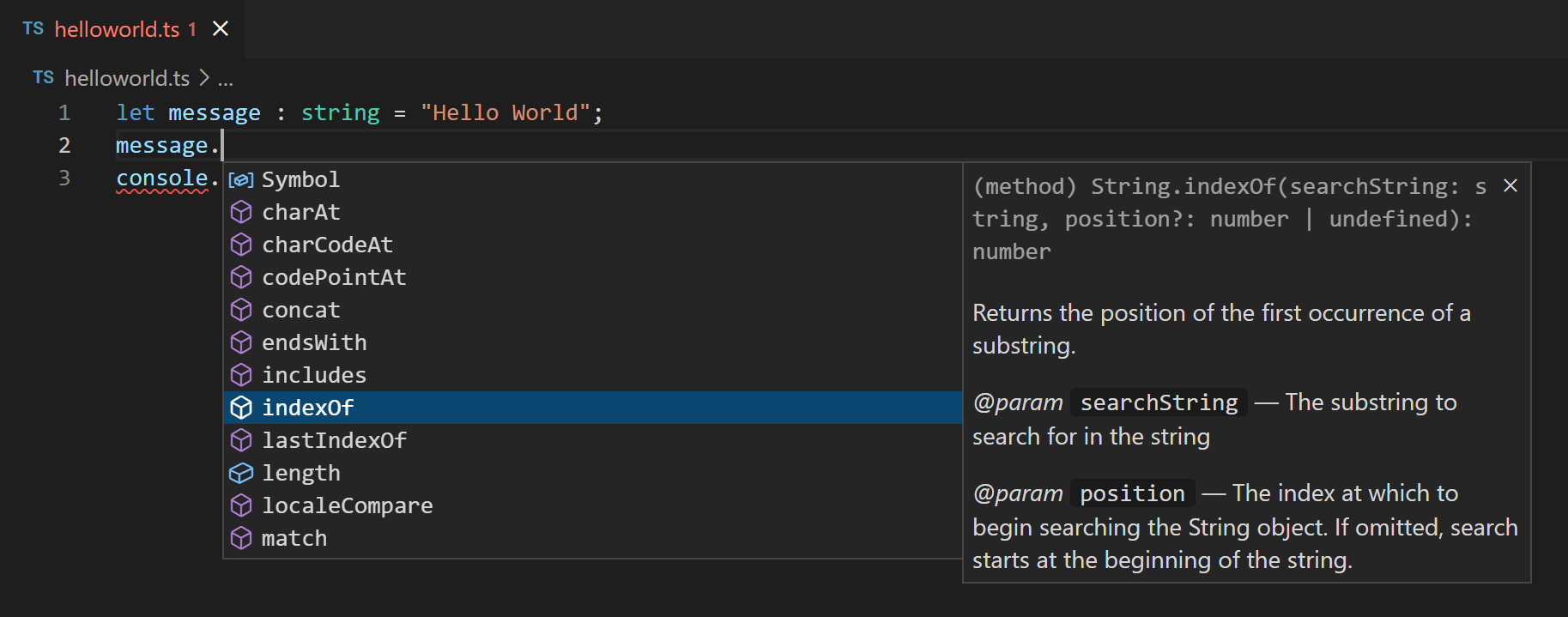 TypeScript small completions for String type