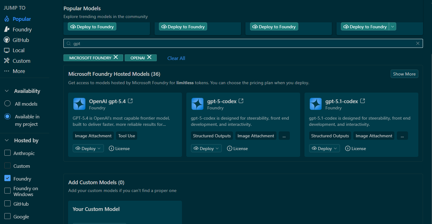 Model filter panel in Foundry Toolkit