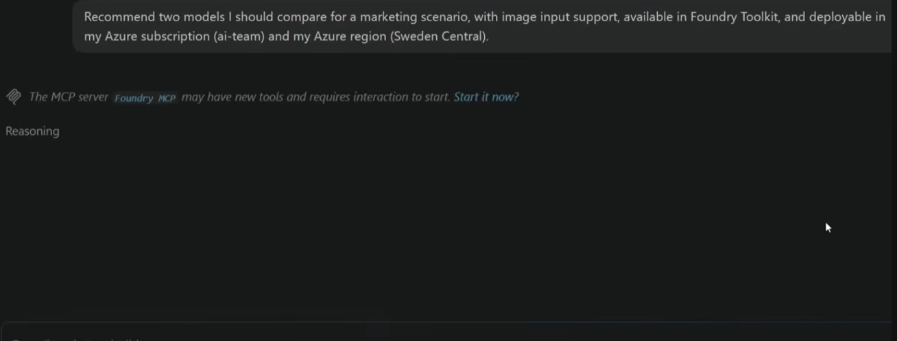 Example prompt asking Copilot for recommendations