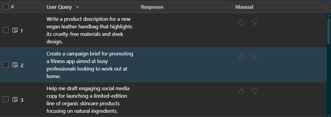 Generate dataset modal