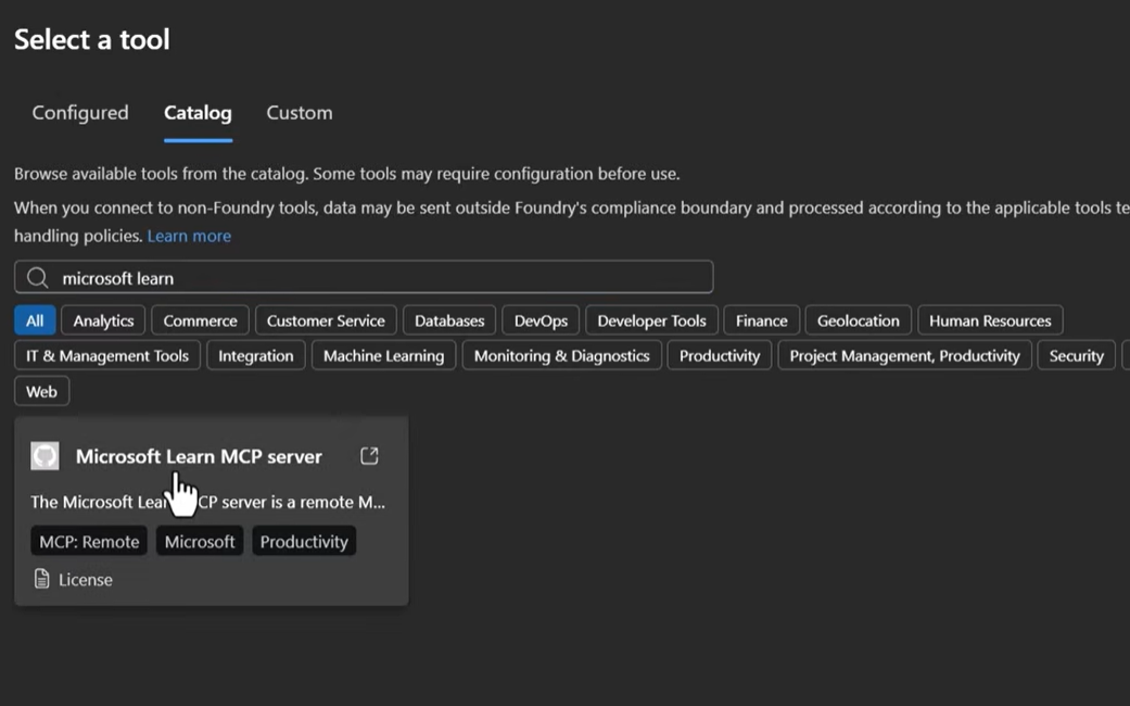 MCP tool setup