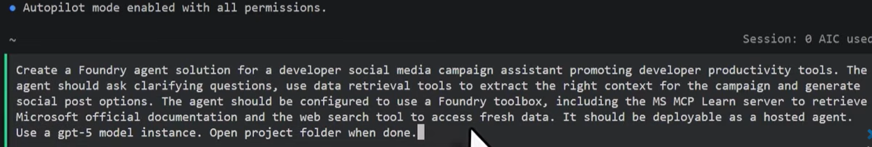 GitHub Copilot CLI scaffold prompt and generated project output
