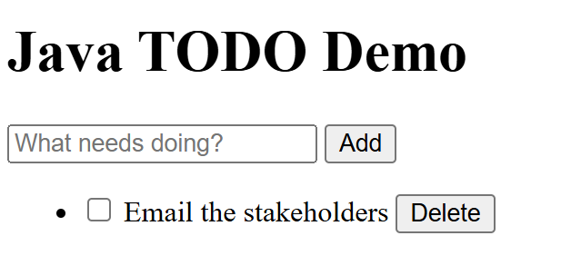 The todo created through MCP rendered on the web page