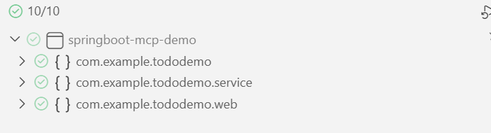 The Testing view reporting all Java tests passing