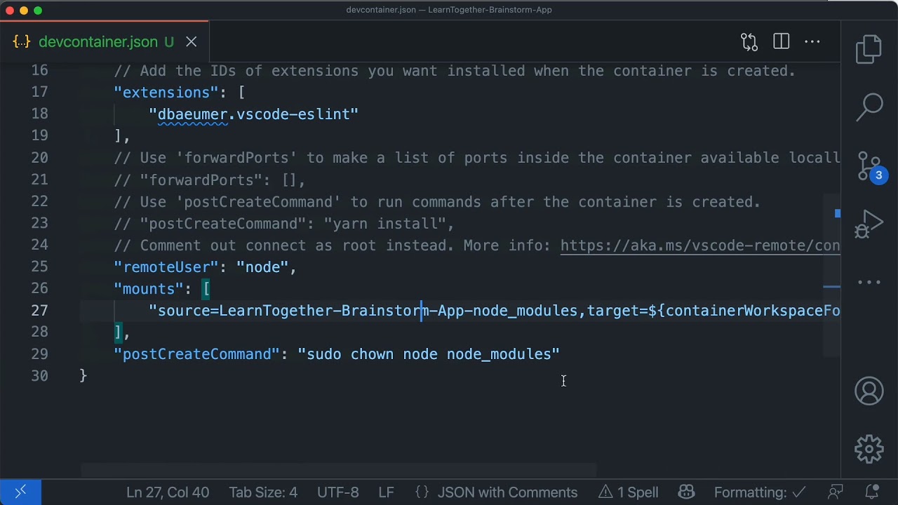 Watch How to speed up npm install in a dev container on YouTube (opens in new tab).