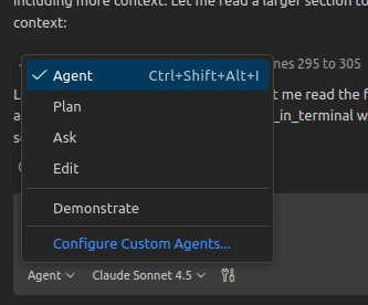 Screenshot of the agent picker control.