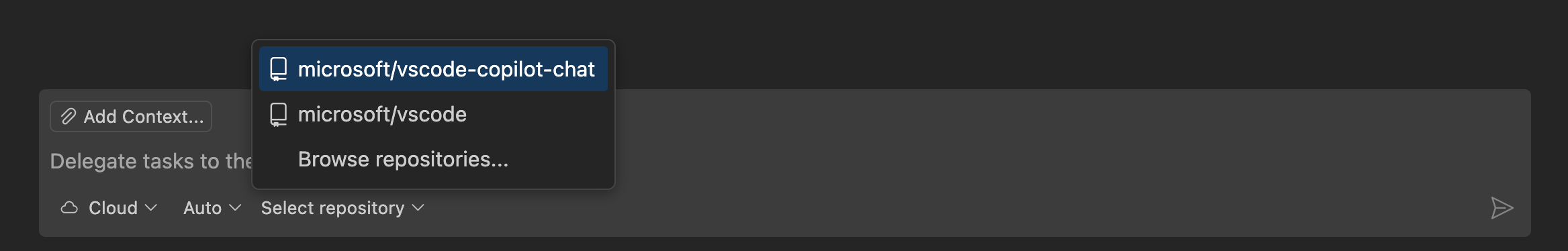 Screenshot showing multi-root support in chat input.