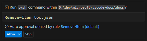 Screenshot showing the directory the command will run in, called out in the title after "within".