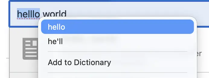 Screenshot showing spelling suggestions and Add to Dictionary in the integrated browser context menu.