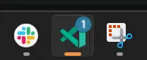 Screenshot showing the application icon on the Windows taskbar with a badge indicating one session needs attention.