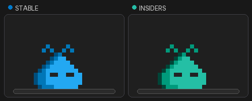 Animation showing the VS Code Pet sleeping in both insiders and stable colors.