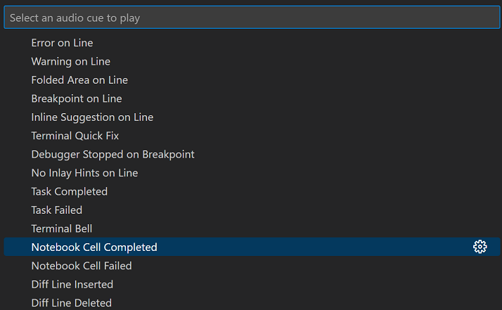 List Audio Cues dropdown