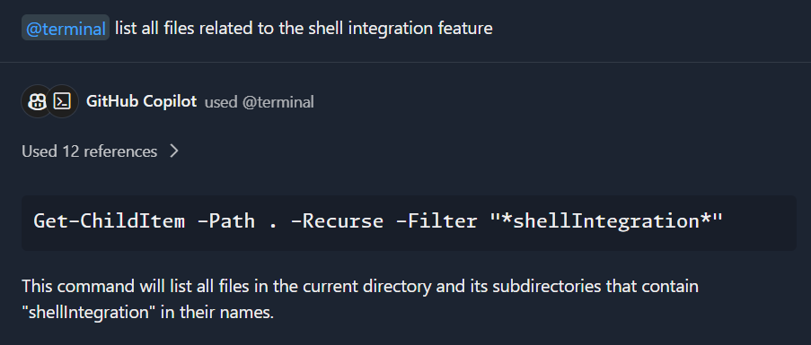 The terminal agent is capable of answering questions that need knowledge about file naming standards in the repository