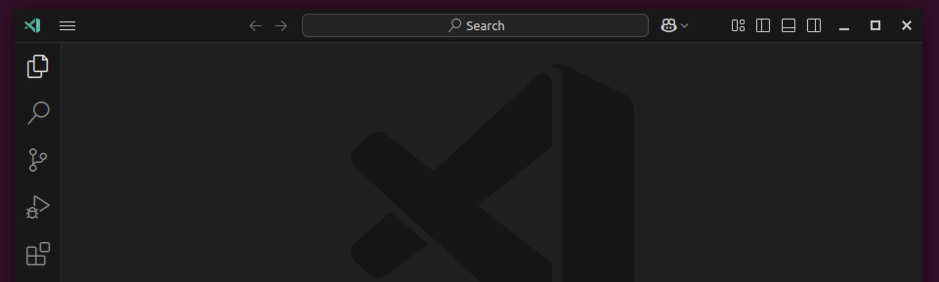 Screenshot that shows the custom VS Code title bar on Linux.