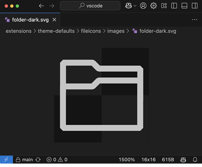 Screenshot that shows the default preview of an SVG image in VS Code.